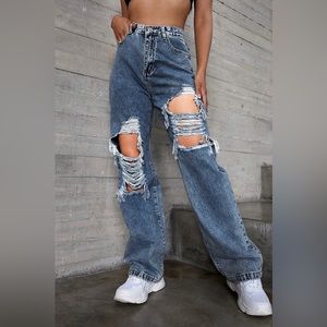 High Waisted Ripped Jeans